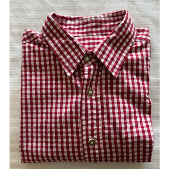 Hammerschmid Men's Dress Shirt L/S Size 39 Red/White Gingham A+ - Picture 1 of 6